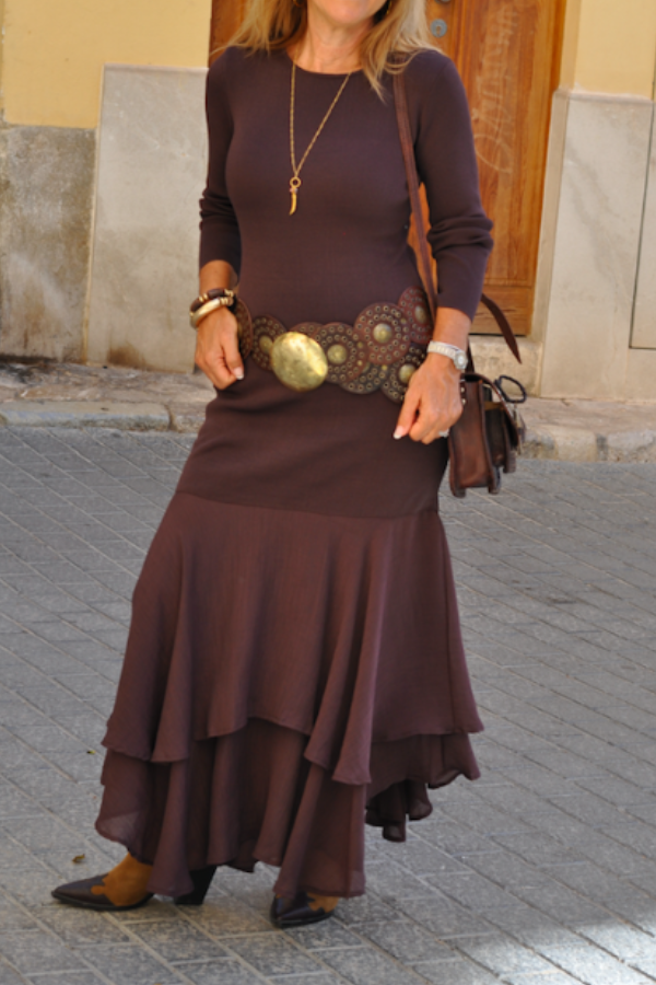 Boho Long Sleeve Chocolate Dress