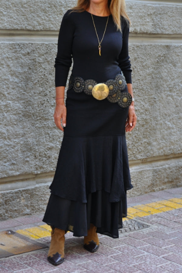 Boho Long Sleeve Chocolate Dress