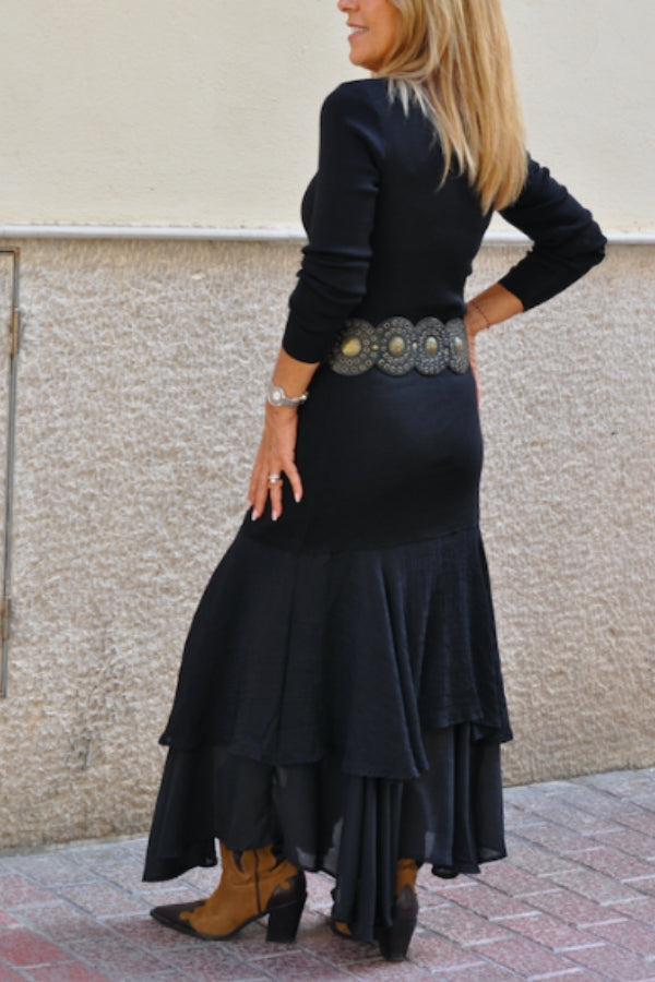 Boho Long Sleeve Chocolate Dress