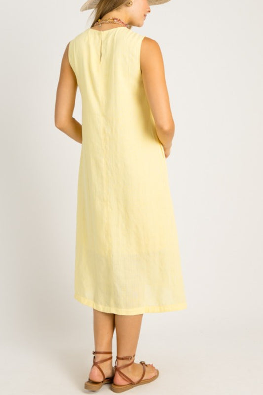 Solid Color Sleeveless Midi Dress