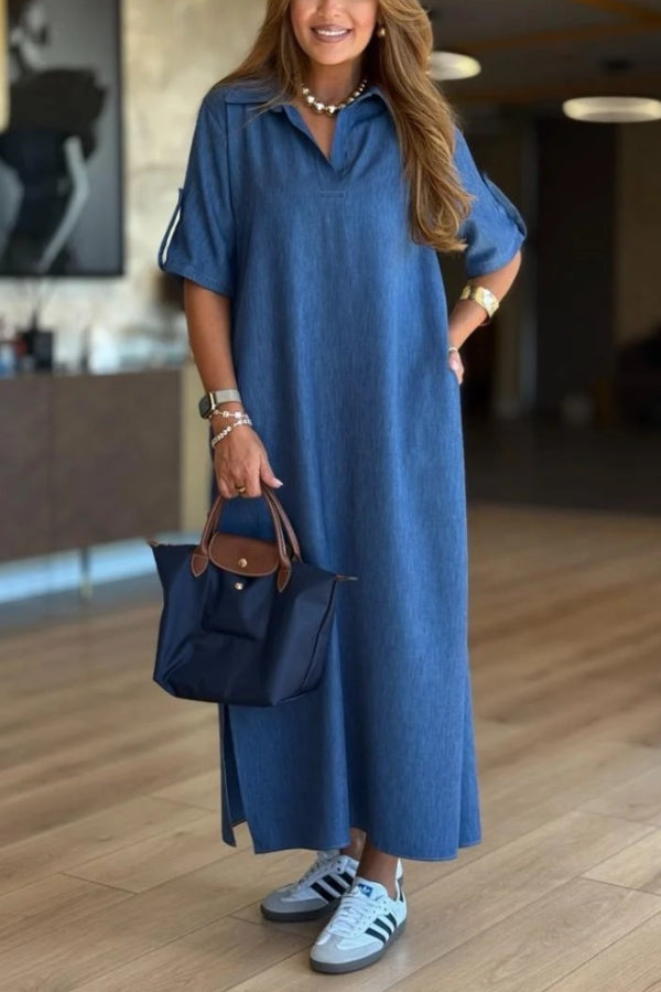 Fashionable Casual Short-Sleeved Midi Dress