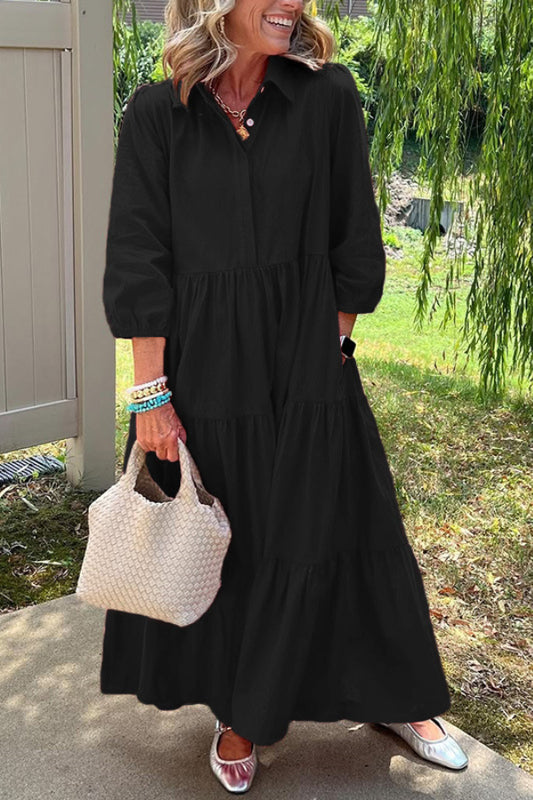 Casual Loose Shirt Midi Dress