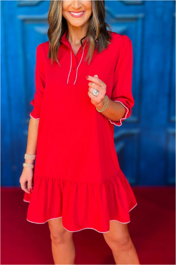 Ruffled Shirt Dress