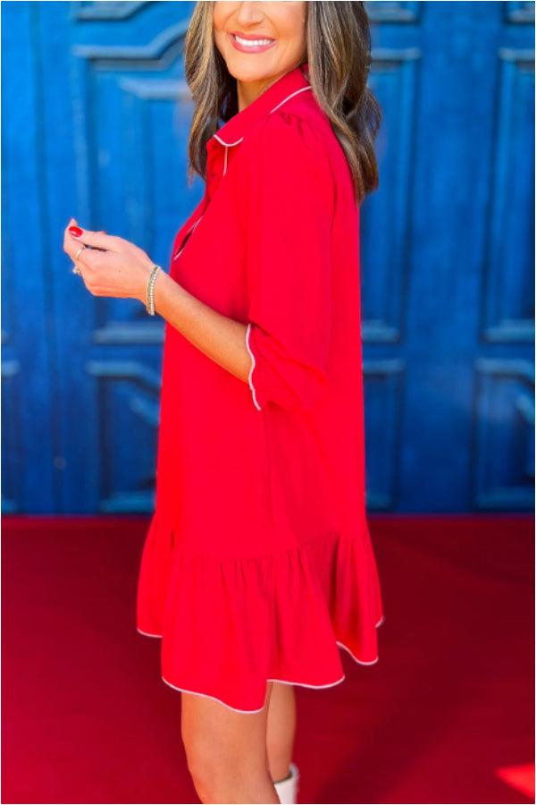 Ruffled Shirt Dress