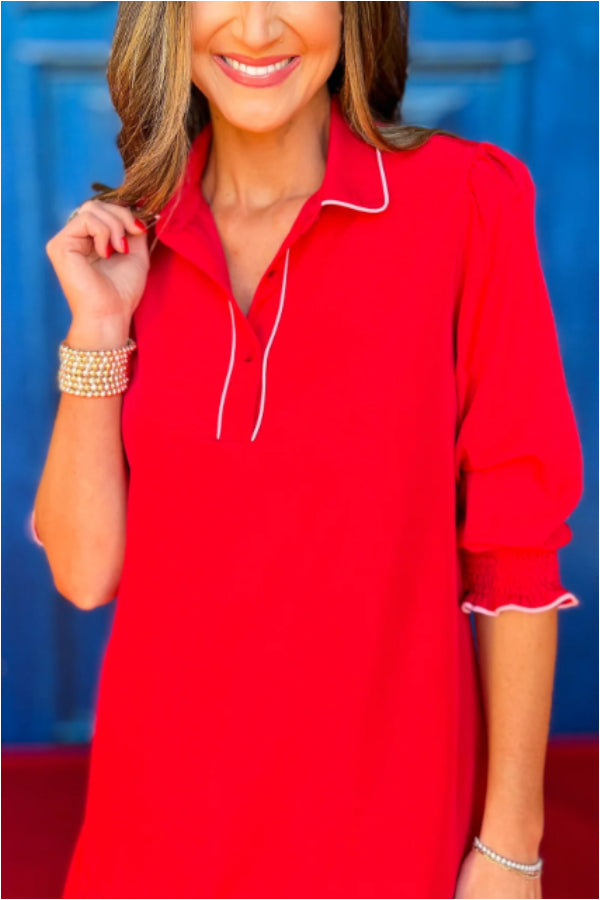 Ruffled Shirt Dress