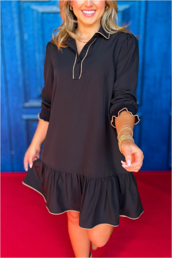 Ruffled Shirt Dress