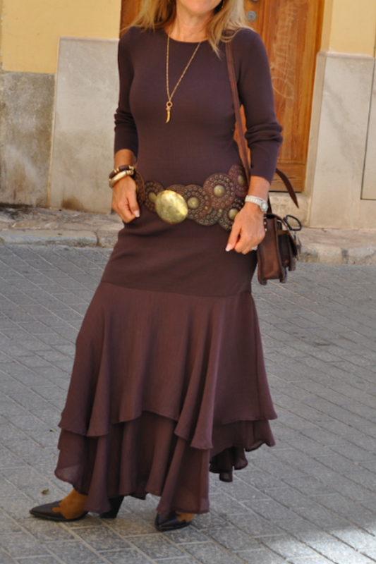 Boho Long Sleeve Chocolate Dress