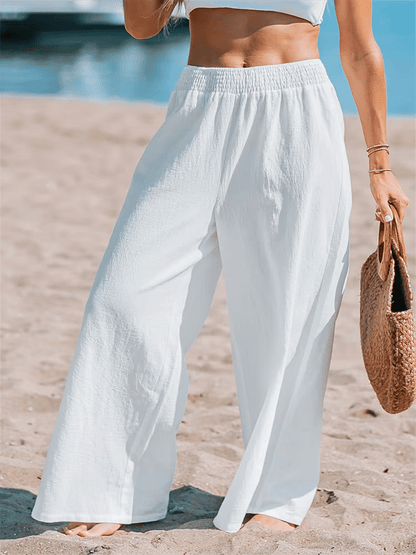 Women's Solid Color Simple Elastic Waist Vacation Casual Pants