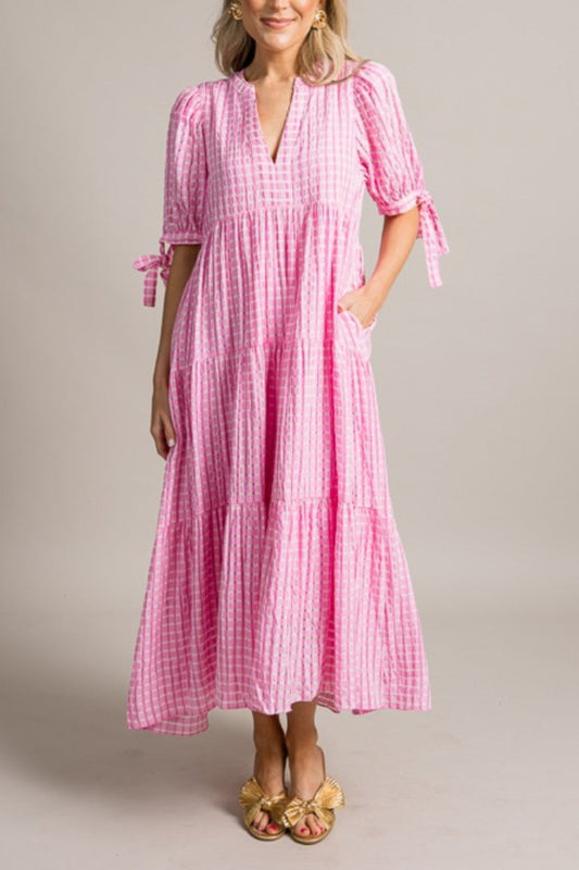 TONAL GINGHAM MIDI DRESS