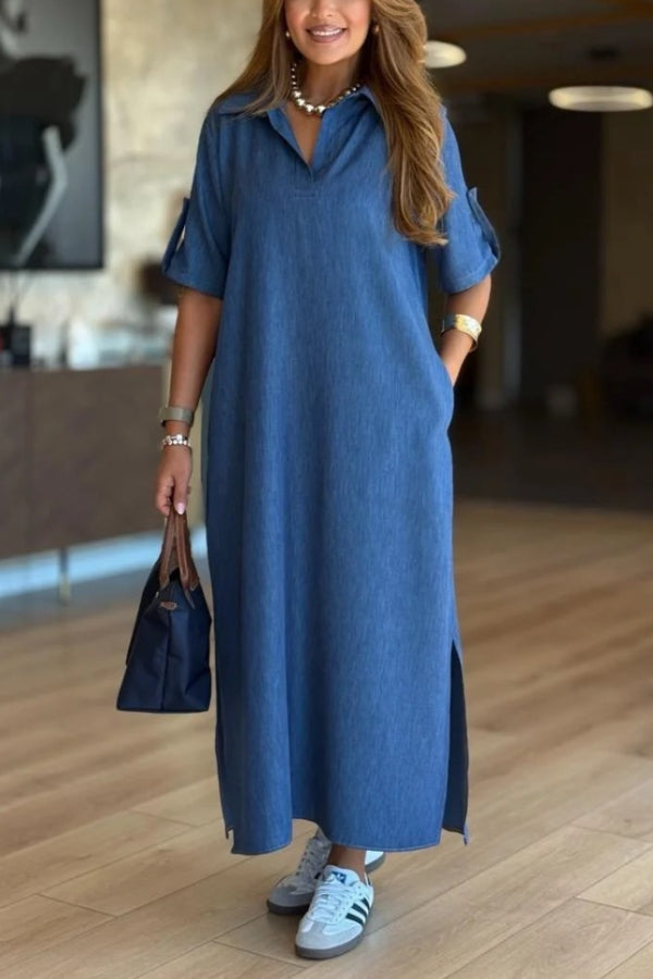 Fashionable Casual Short-Sleeved Midi Dress