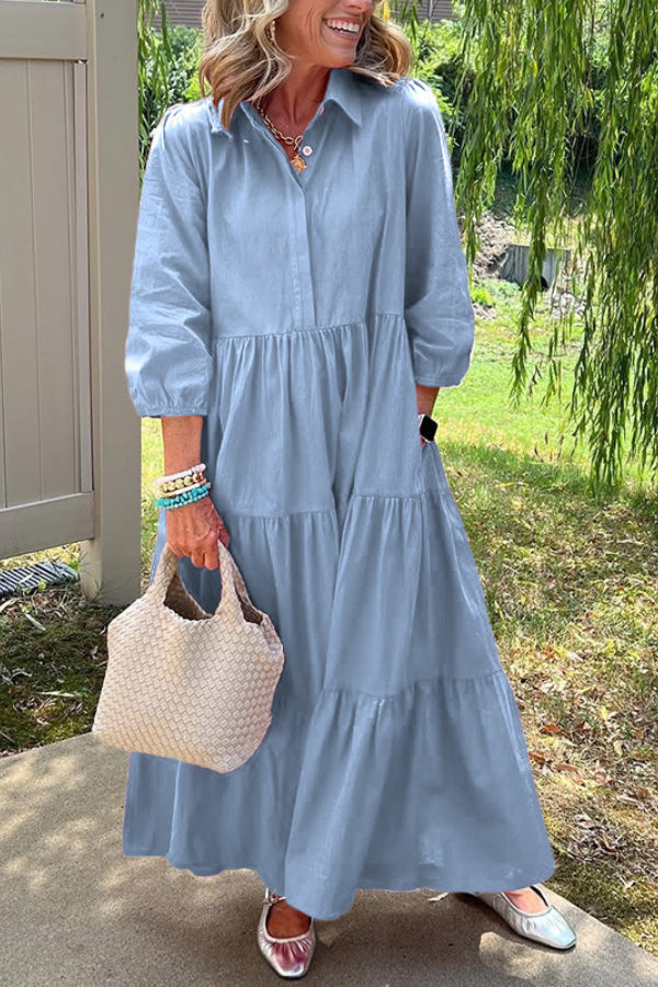 Casual Loose Shirt Midi Dress