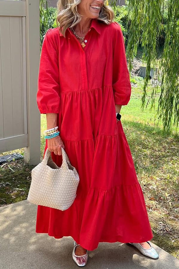 Casual Loose Shirt Midi Dress