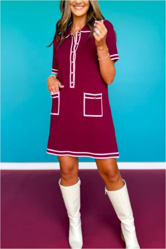 Contrast Knit Dress