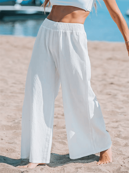 Women's Solid Color Simple Elastic Waist Vacation Casual Pants